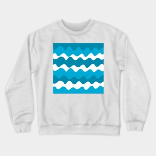 Blue and white horizontal waves pattern Crewneck Sweatshirt